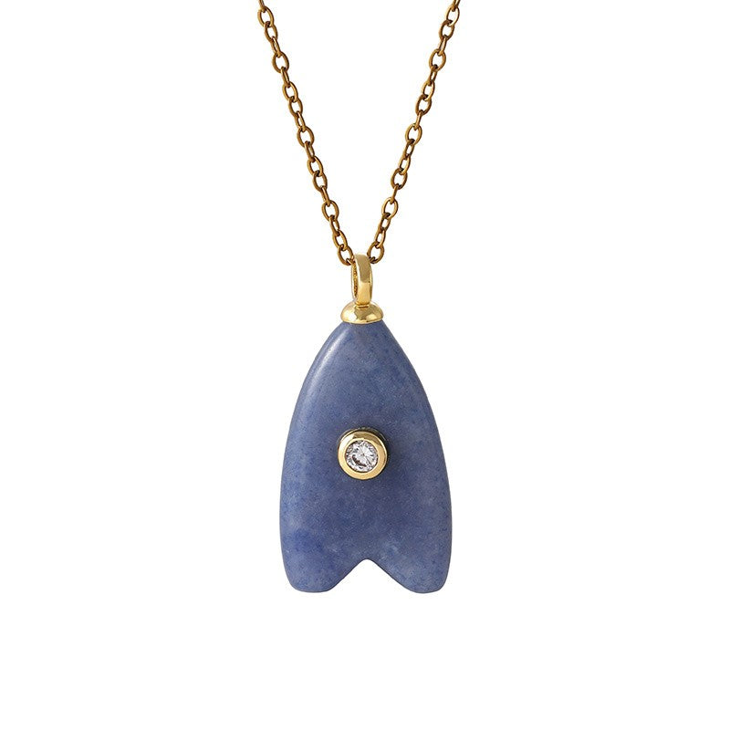 18k Dainty Natural Stone Arrow Necklace