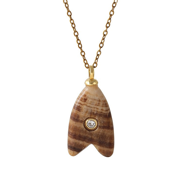 18k Dainty Natural Stone Arrow Necklace