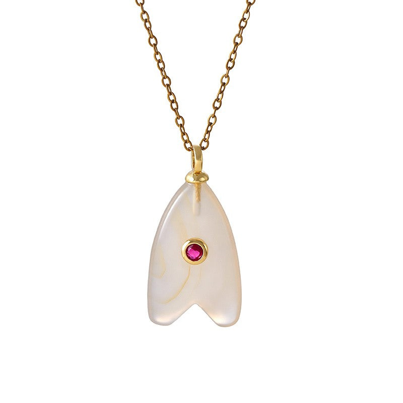 18k Dainty Natural Stone Arrow Necklace