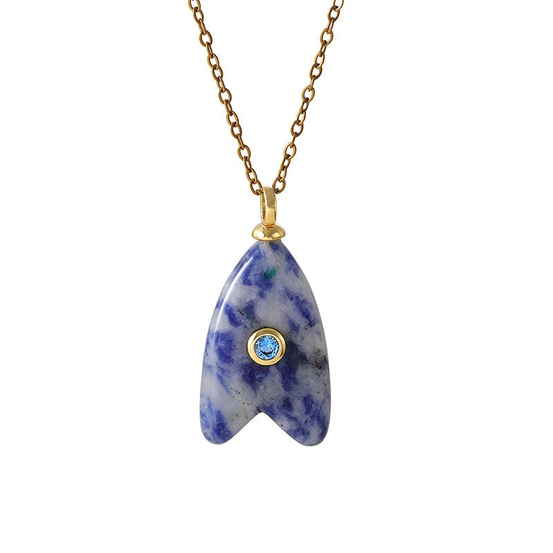 18k Dainty Natural Stone Arrow Necklace