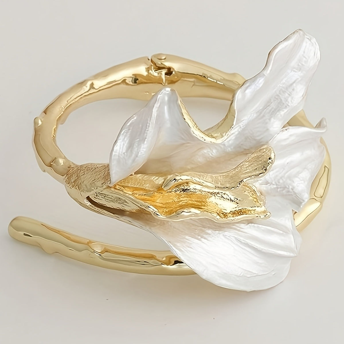 Elegant White Floral Cuff Bracelet