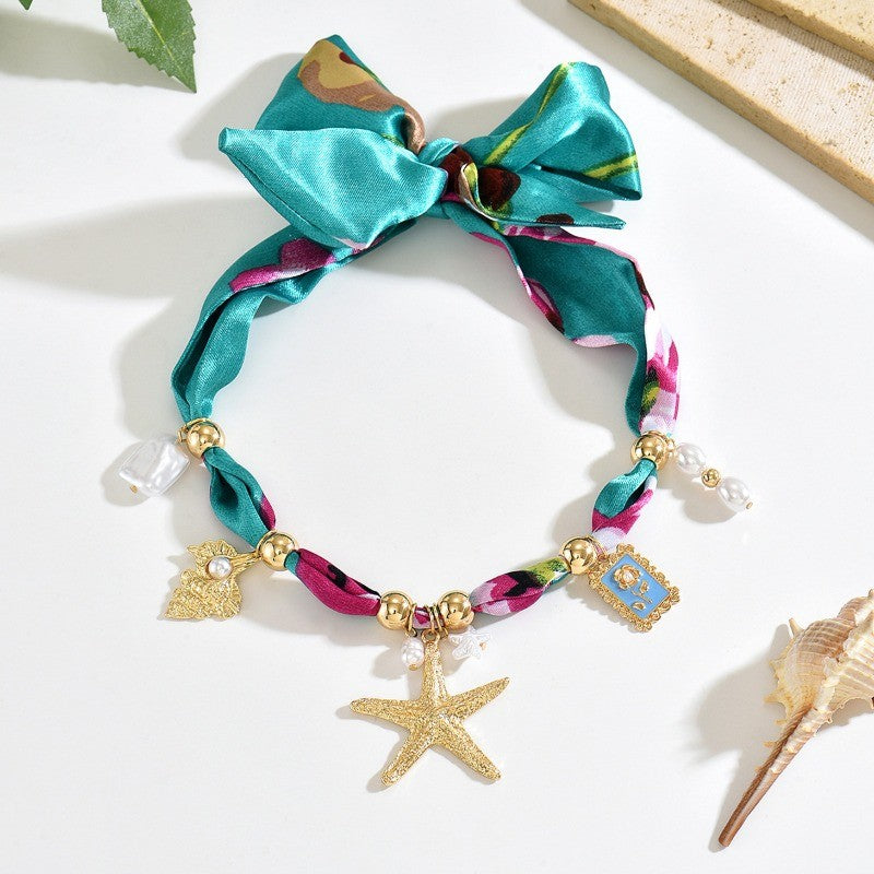 Boho Starfish Scarf Necklace