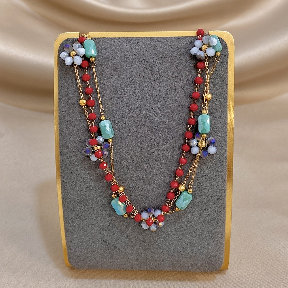 18k Boho Turquoise Floral Beaded Bracelet