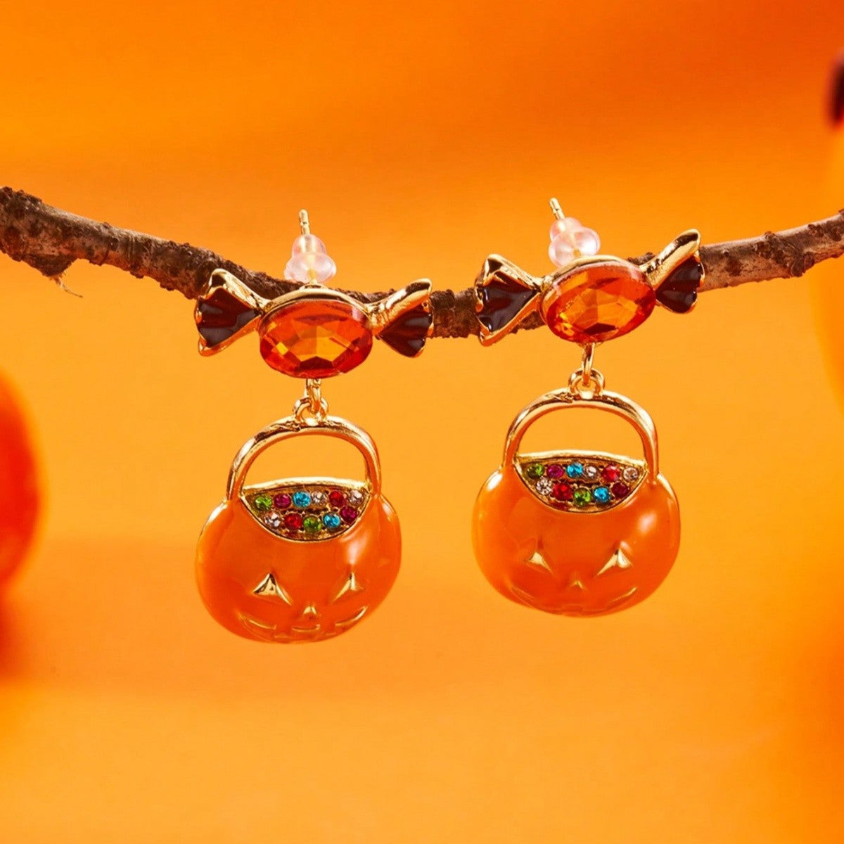 Cute Halloween Pumpkin Dangle Earrings