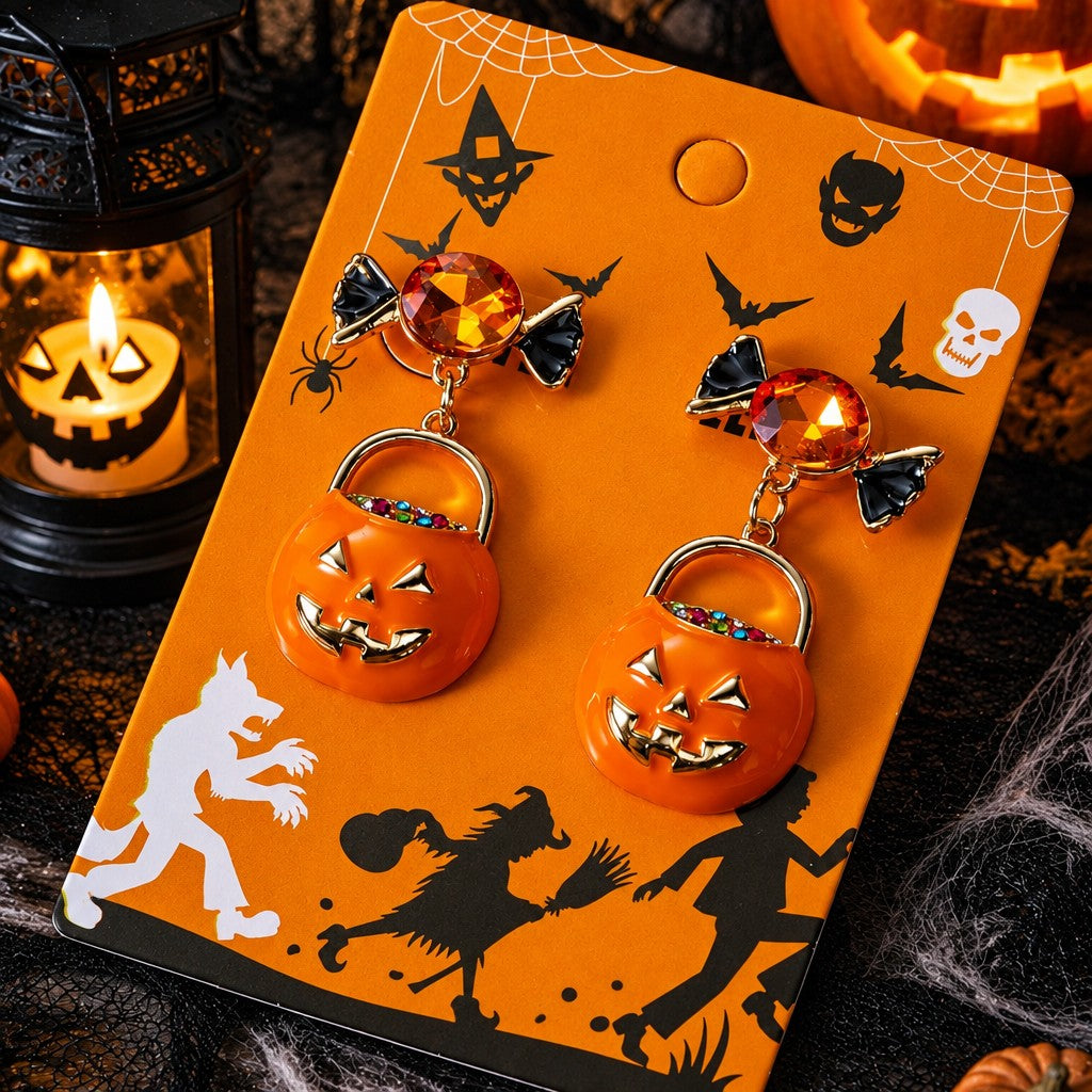 Cute Halloween Pumpkin Dangle Earrings