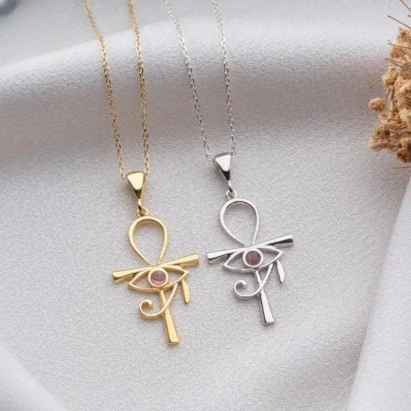 Dainty Eye of Ra Ankh Necklace