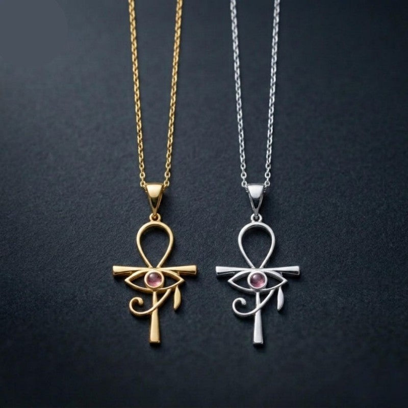 Dainty Eye of Ra Ankh Necklace