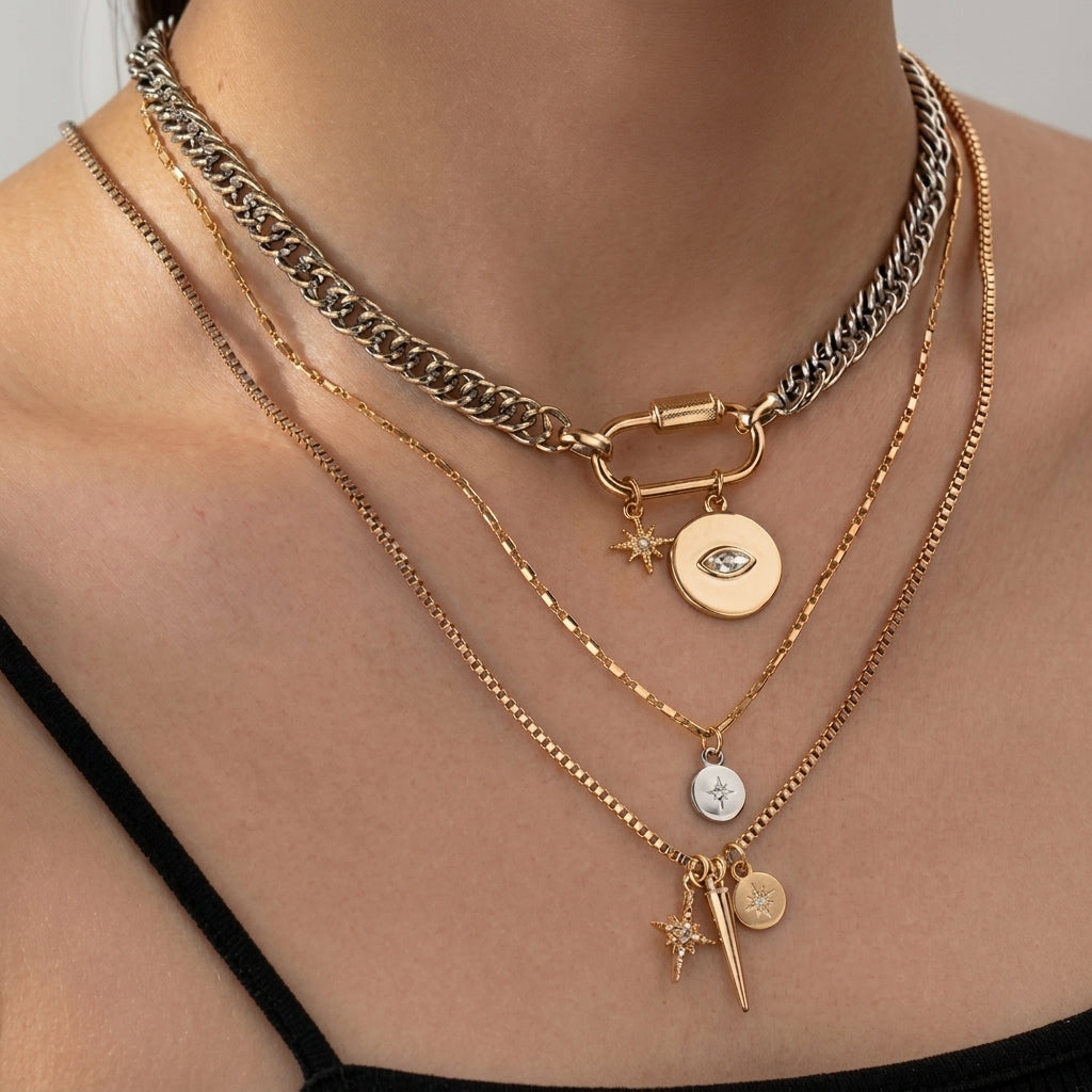 Chunky Layered Mixed Chain Necklace
