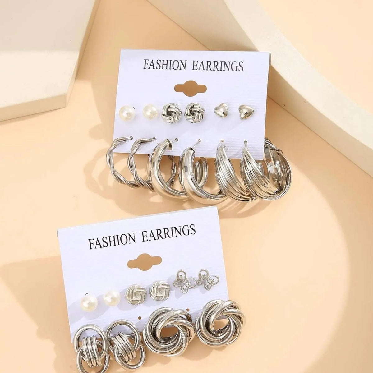 11pc Elegant Mixed Motif Stud Earring Set