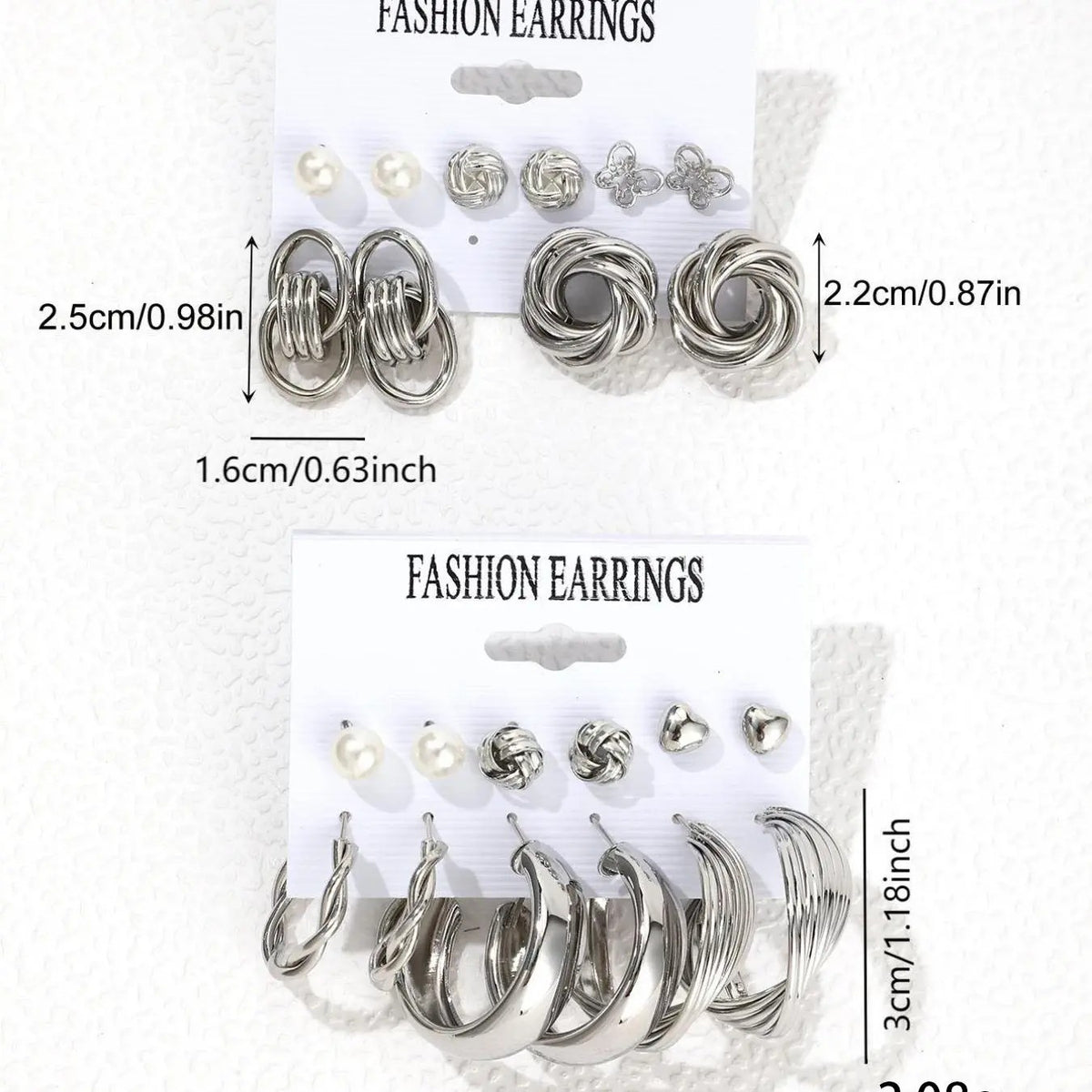 11pc Elegant Mixed Motif Stud Earring Set