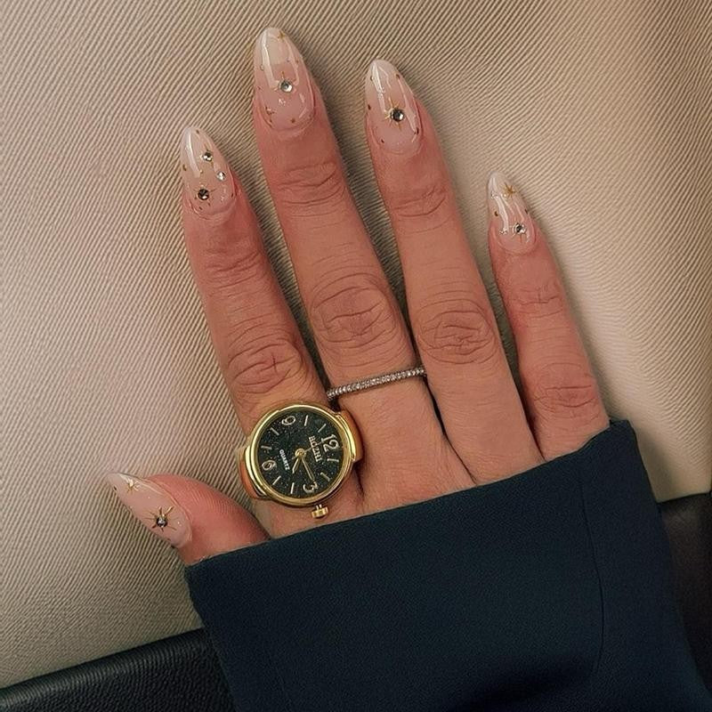 Adjustable Vintage Green Dial Watch Ring