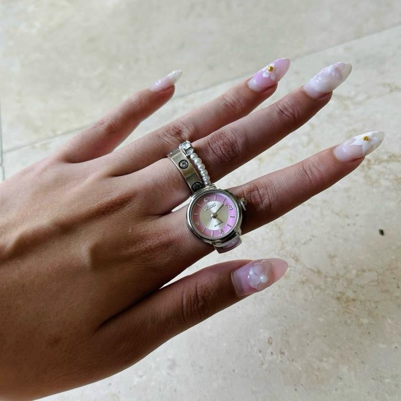 Adjustable Vintage Green Dial Watch Ring