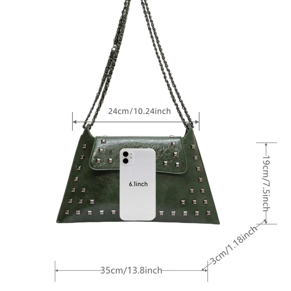 Edgy Rivet Chain Shoulder Bag