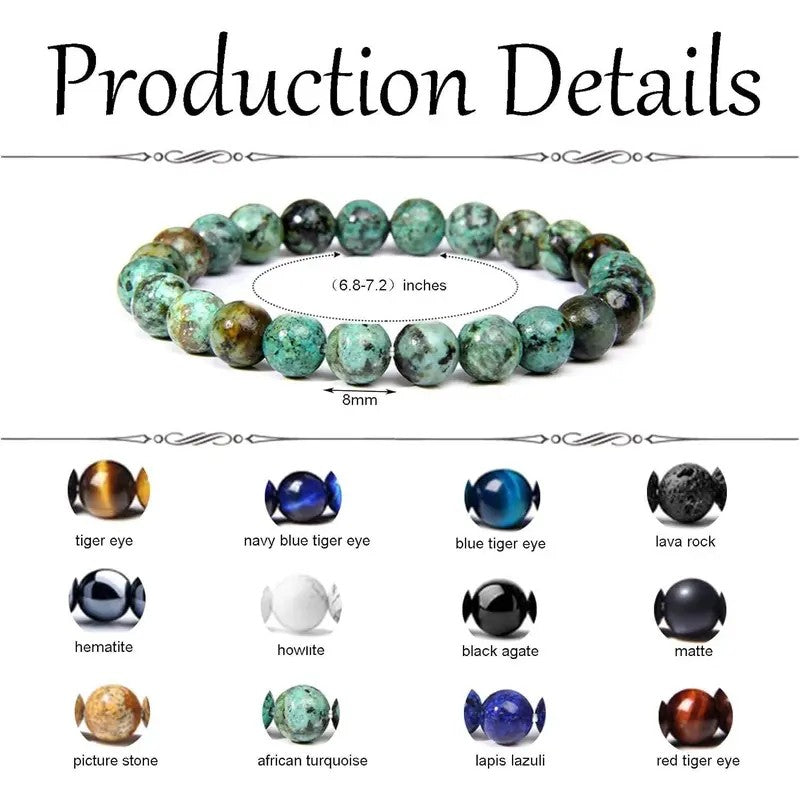 12pc Boho Natural Stone Bead Bracelet Set