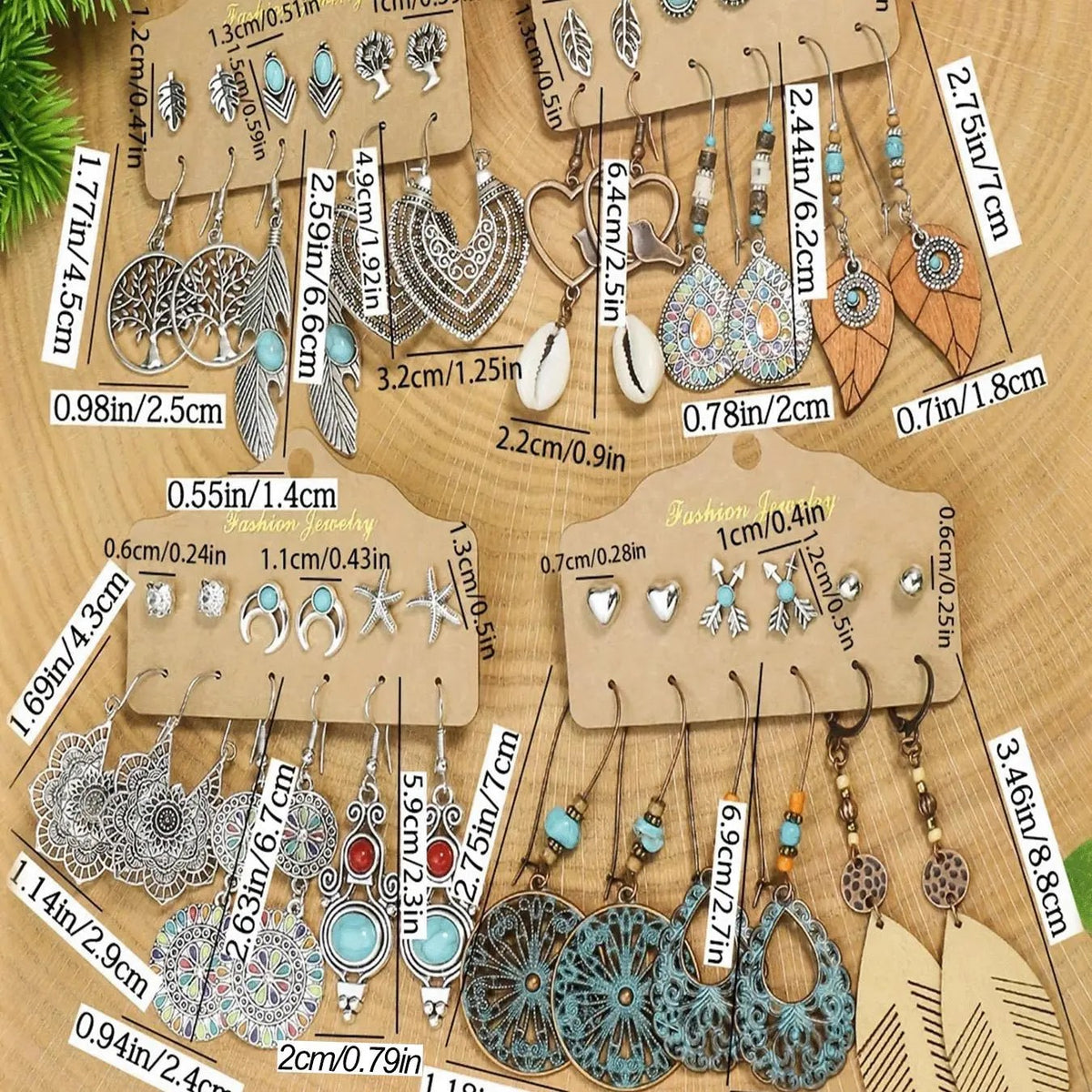 24pc Boho Turquoise mixed Earring Set