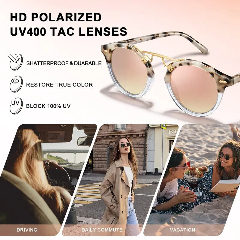 Classy Tortoiseshell Round Polarized Sunglasses