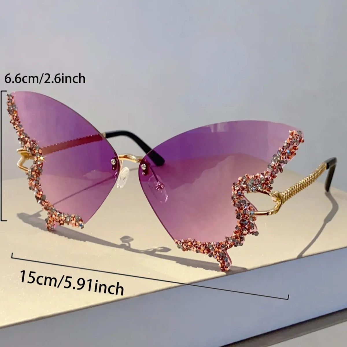 Classy Rhinestone Butterfly Wing Sunglasses