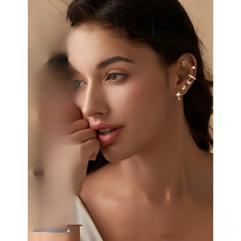 14k Dainty Pink Gem Flat Back Earring Set