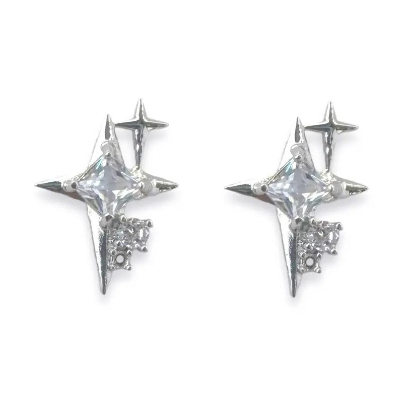 Edgy Punk Star CZ Stud Earrings