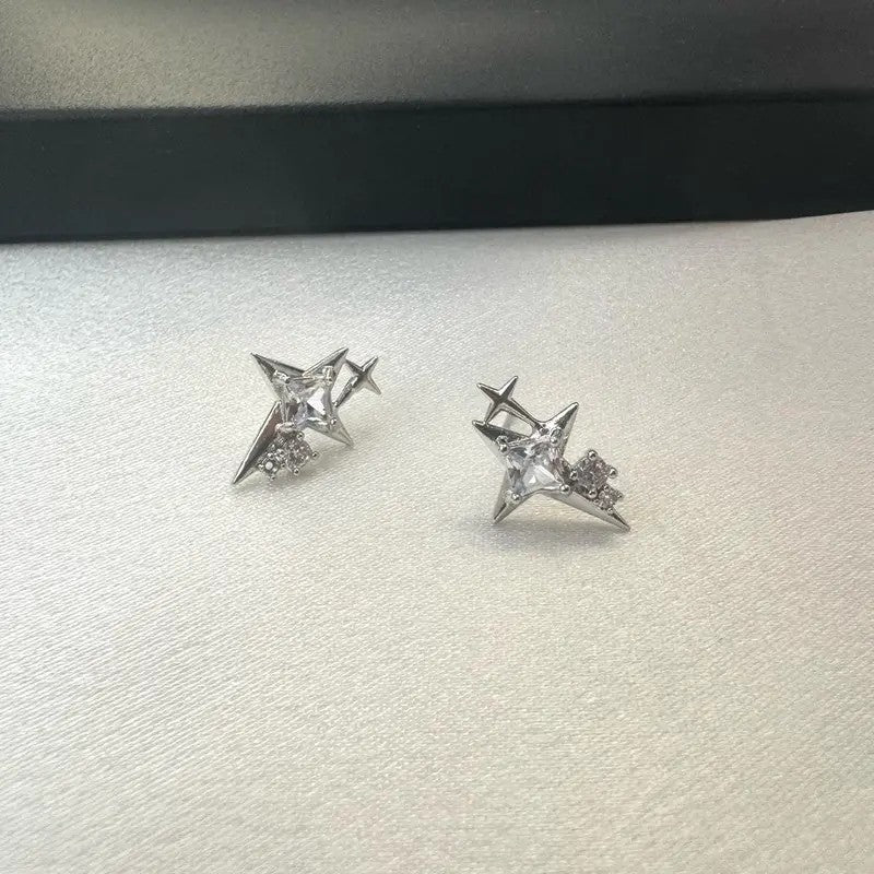 Edgy Punk Star CZ Stud Earrings