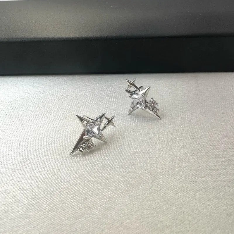 Edgy Punk Star CZ Stud Earrings