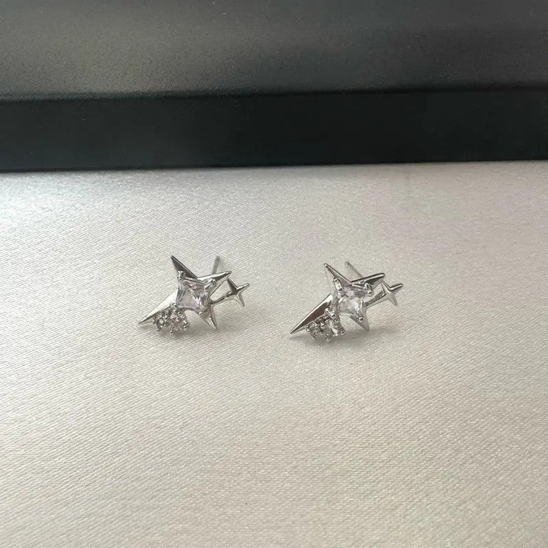 Edgy Punk Star CZ Stud Earrings