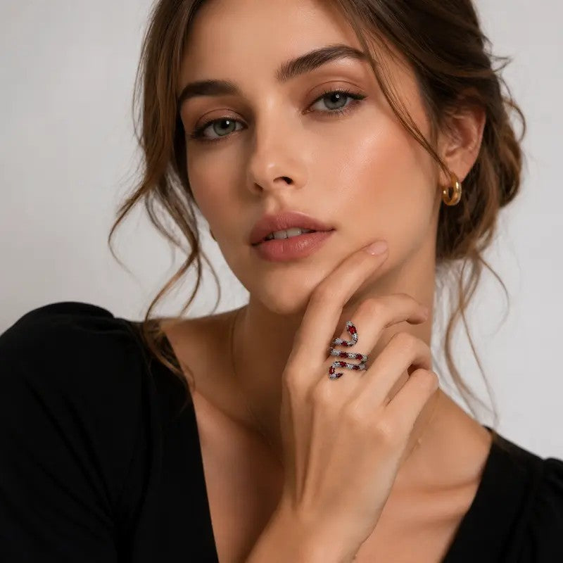 Classy Red Snake Ring