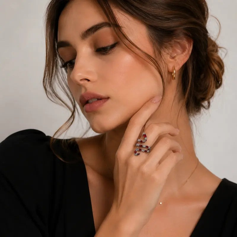Classy Red Snake Ring