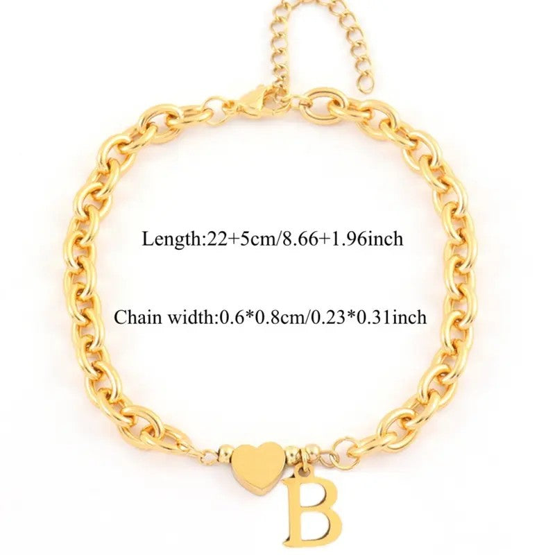 Dainty Heart Initial Anklet