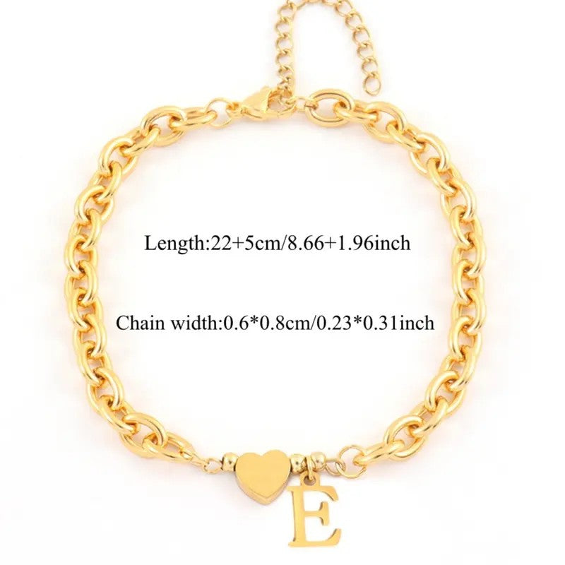 Dainty Heart Initial Anklet