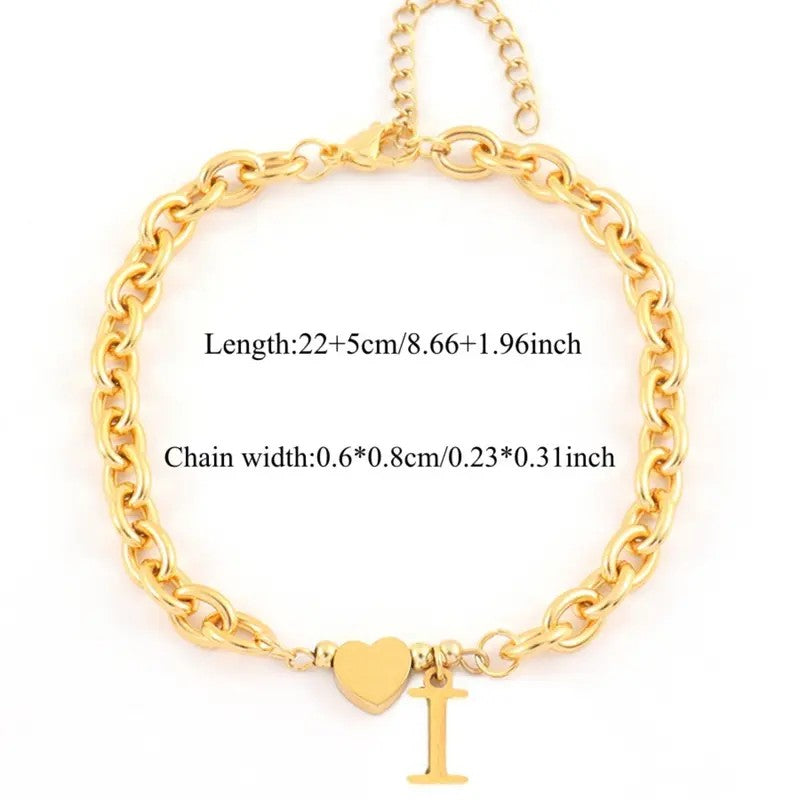 Dainty Heart Initial Anklet