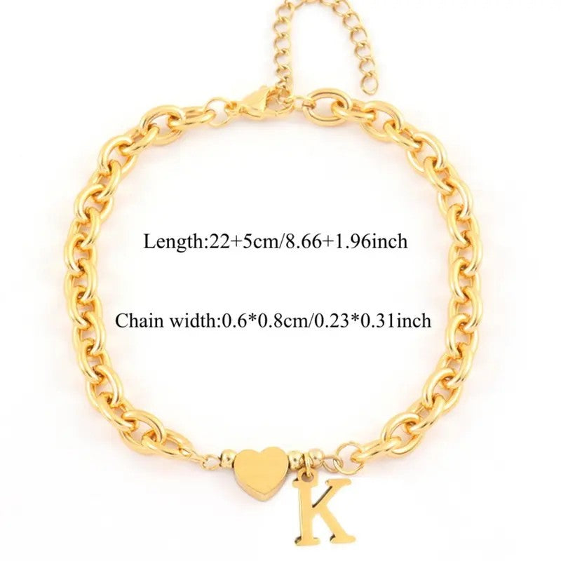 Dainty Heart Initial Anklet