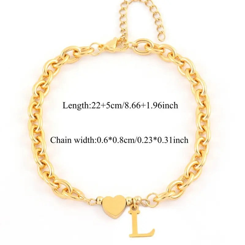 Dainty Heart Initial Anklet