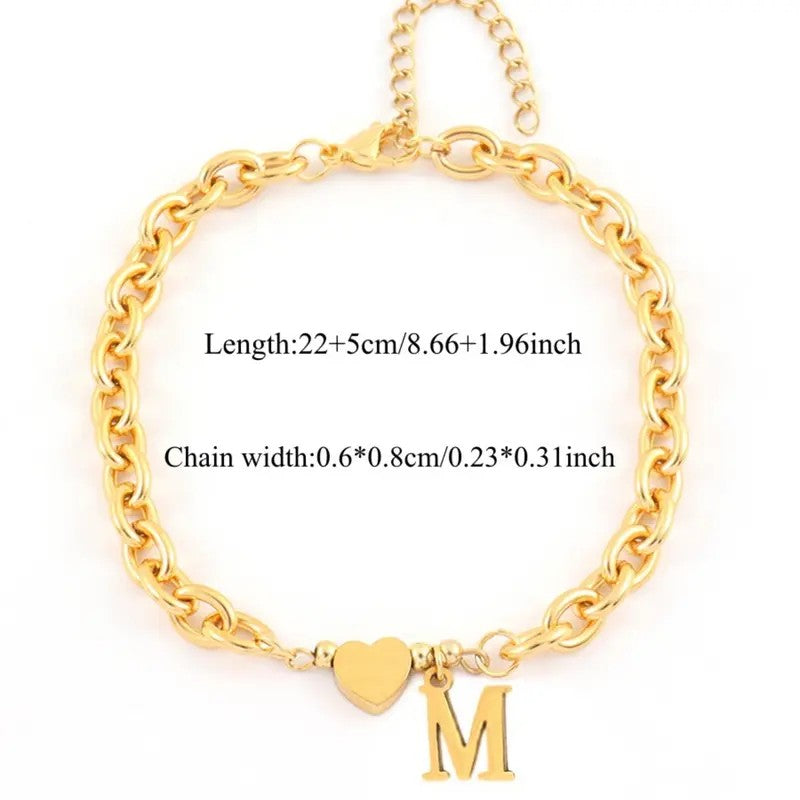 Dainty Heart Initial Anklet