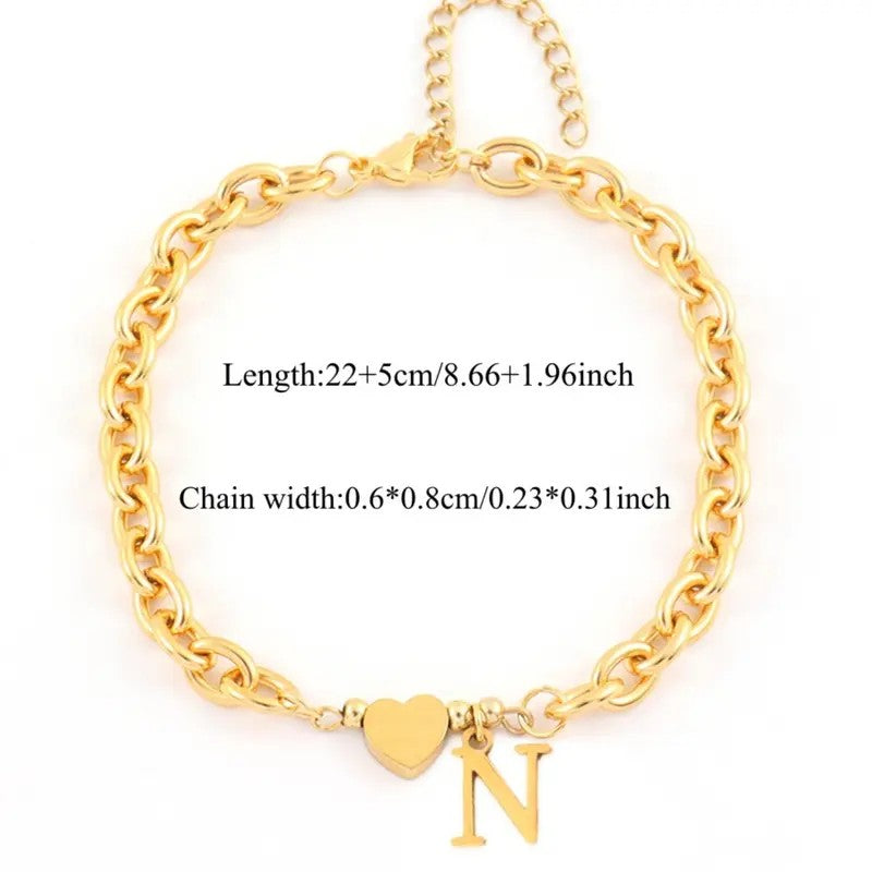 Dainty Heart Initial Anklet