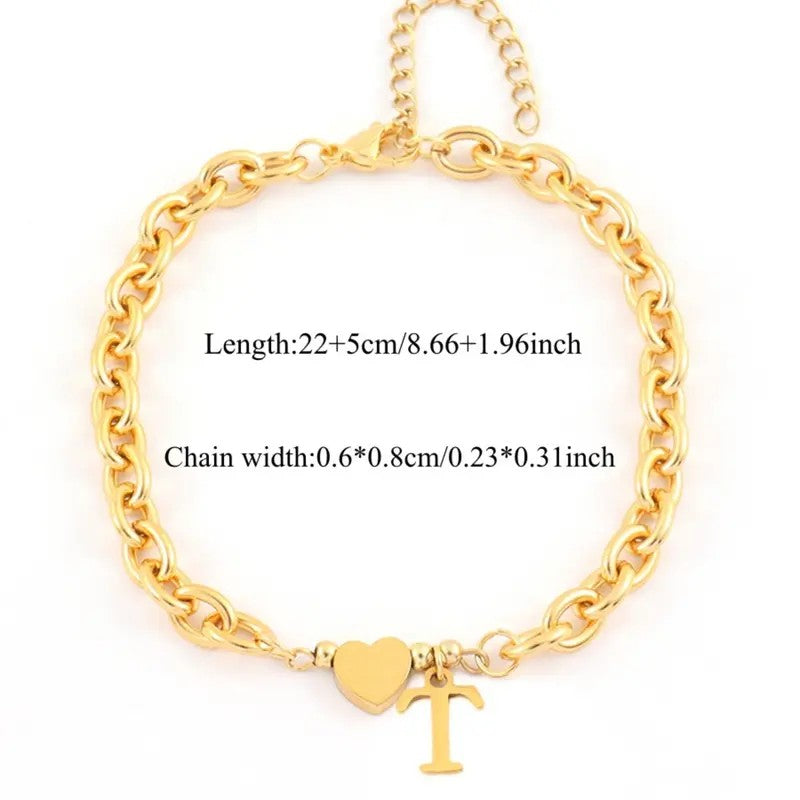 Dainty Heart Initial Anklet