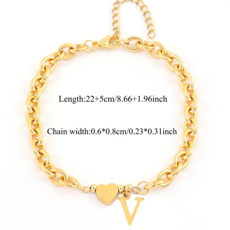 Dainty Heart Initial Anklet