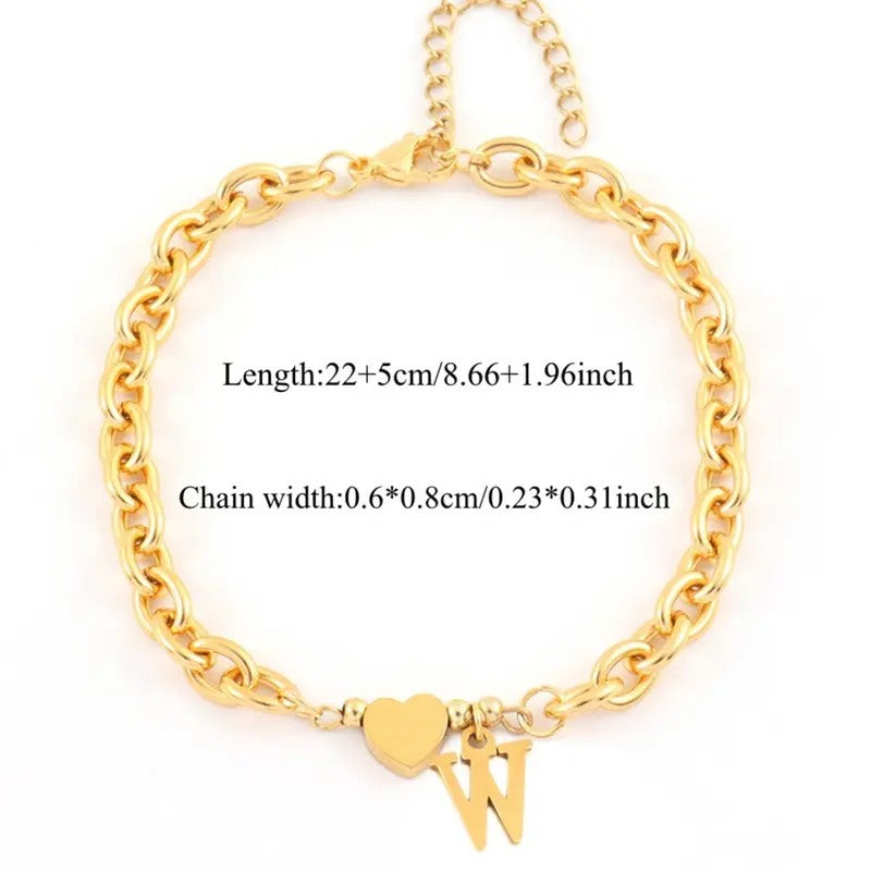Dainty Heart Initial Anklet