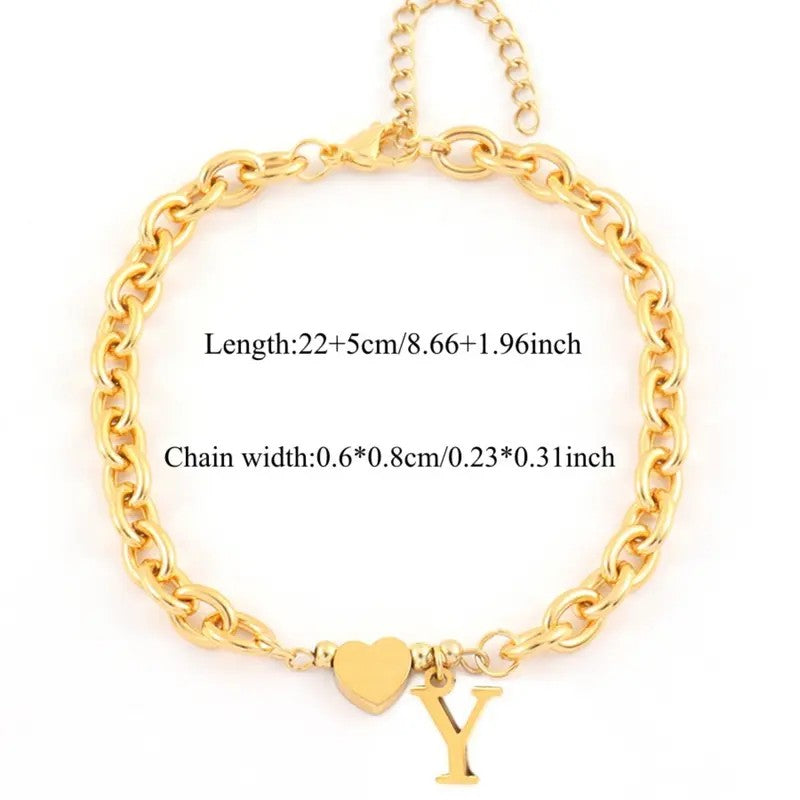 Dainty Heart Initial Anklet
