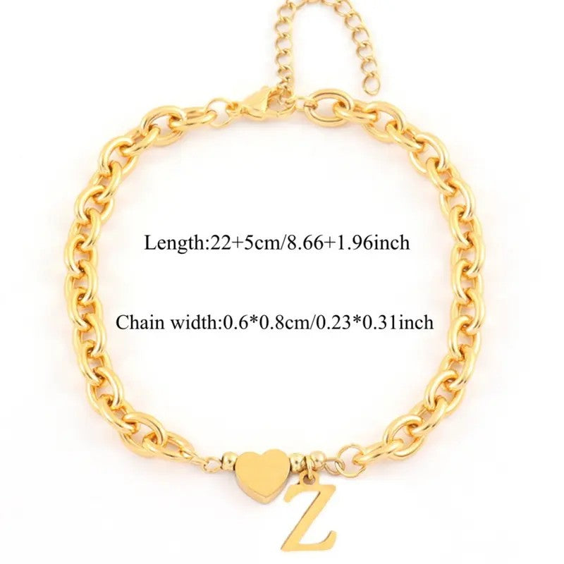 Dainty Heart Initial Anklet