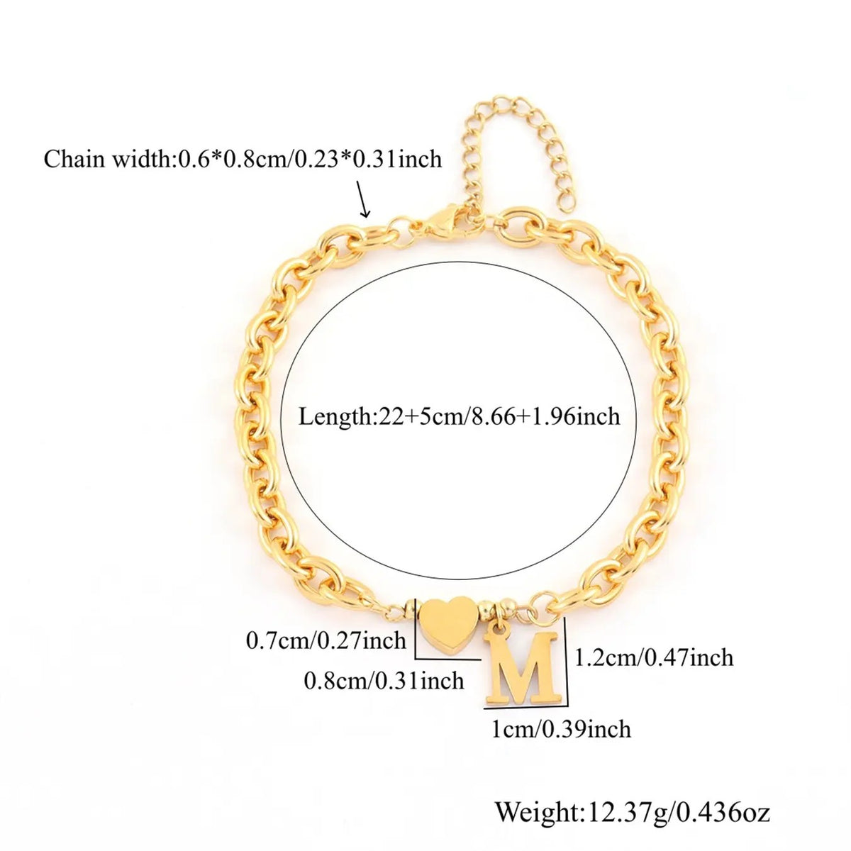 Dainty Heart Initial Anklet