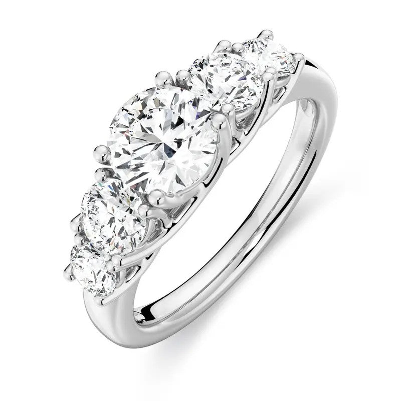 Elegant 5-Stone Round Moissanite Ring