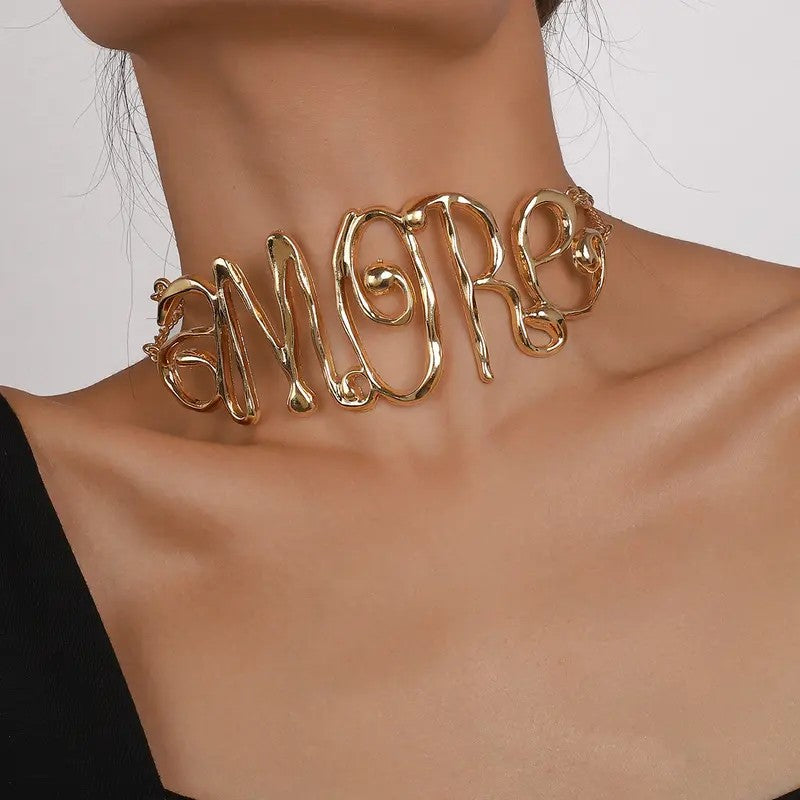Elegant Script Letter Choker Necklace