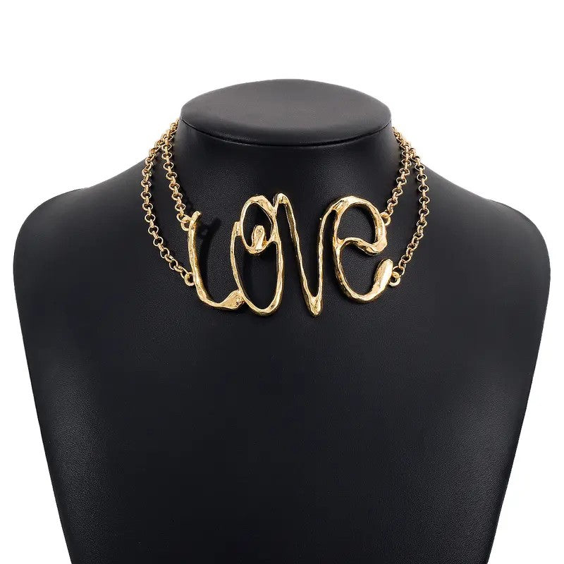 Elegant Script Letter Choker Necklace