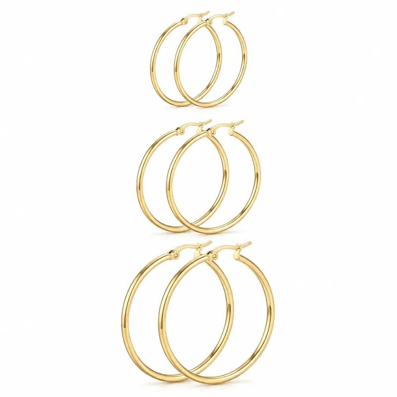 3pc Minimalist Geometric Hoop Earring Set