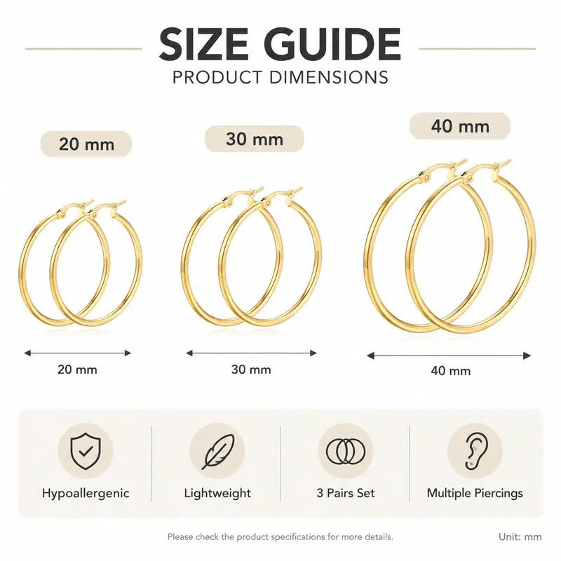 3pc Minimalist Geometric Hoop Earring Set
