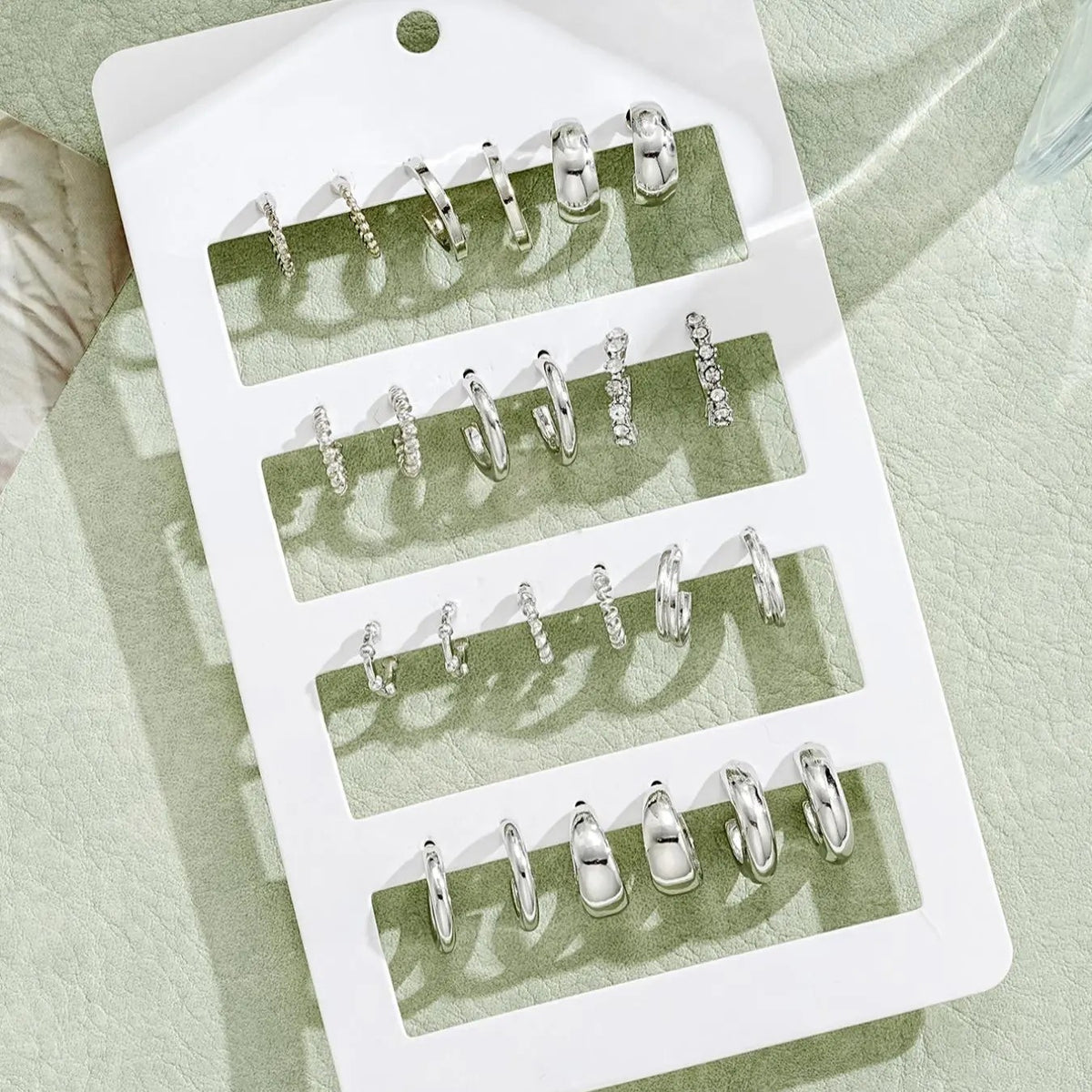12pc Classy Mixed Textured Hoop Earring Set