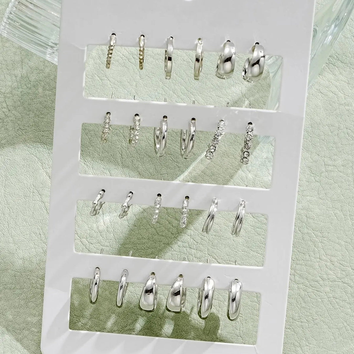12pc Classy Mixed Textured Hoop Earring Set