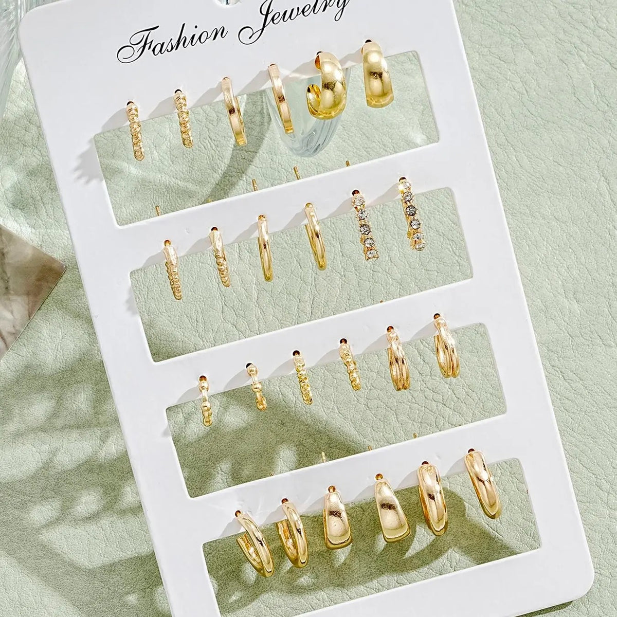 12pc Classy Mixed Textured Hoop Earring Set