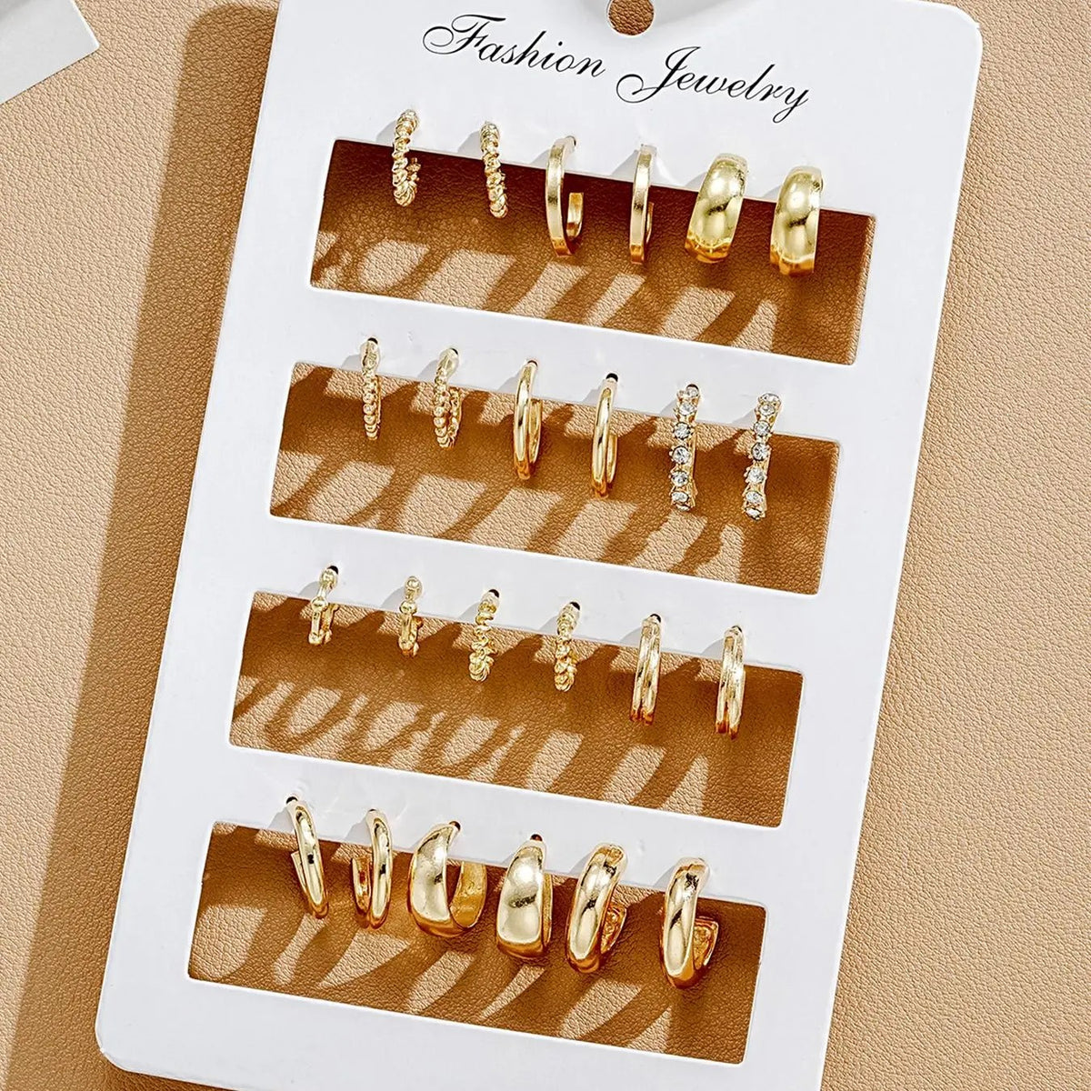 12pc Classy Mixed Textured Hoop Earring Set